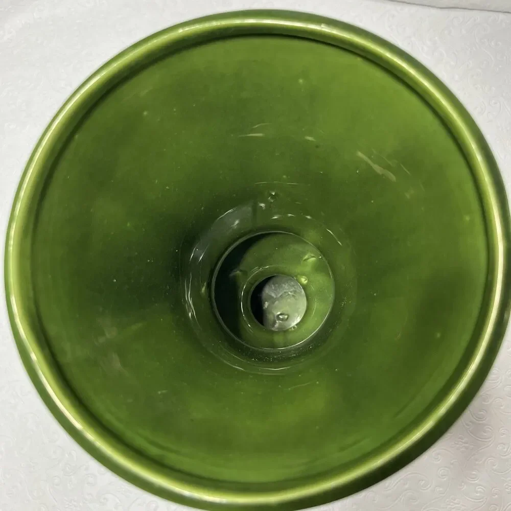 Vintage Mid Century Haeger Art Pottery Avocado Green Pedestal Ceramic Vase 9.5in